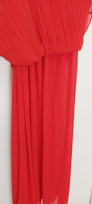 Vestido MANGO rojo plisado halter