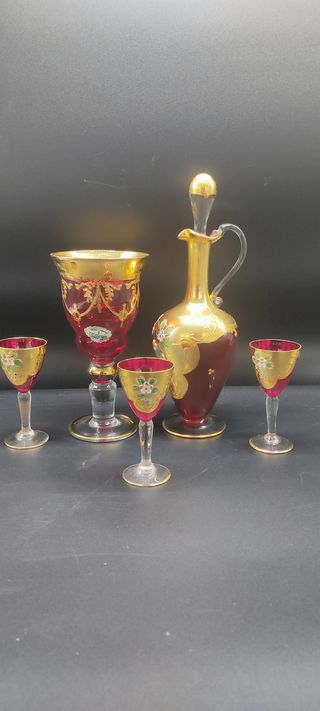 Servizio liquori Murano: bicchieri e brocca