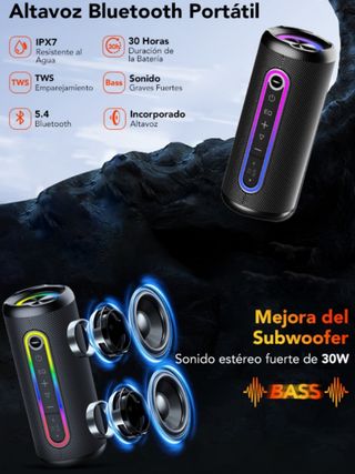 Altavoz Bluetooth Portátil RGB IPX7