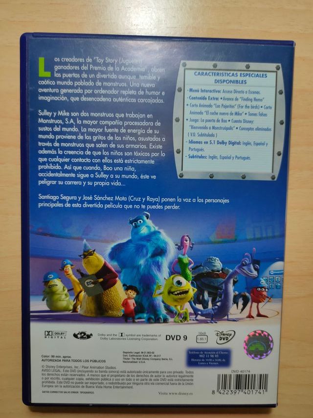 Monstruos SA DVD Disney Pixar