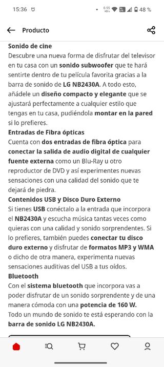 Barra sonido LG - Negra