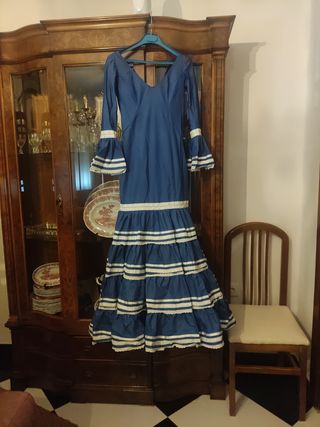 Traje Flamenca Azul - Talla xs,,34/6