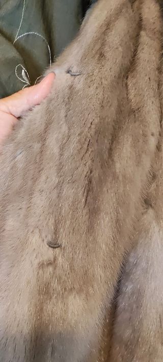 Abrigo visón beige-gris Sintético