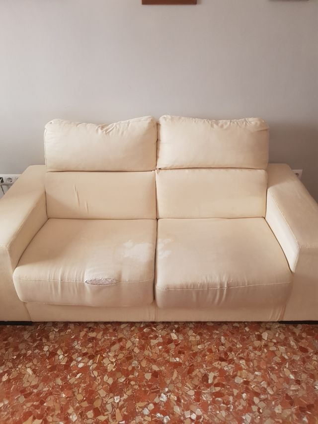 Sofá 2 plazas beige - tapicería,desgastada