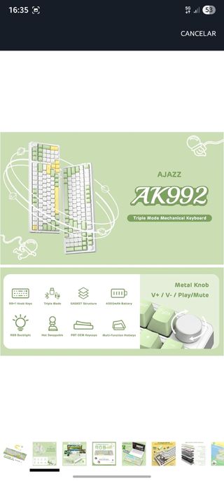 Teclado mecánico Ajazz AK992 - Verde y blanco