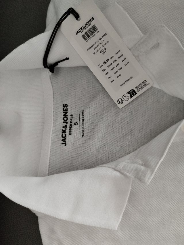 Polo Jack & Jones blanco talla S. Precioso