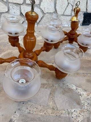 Lampara madera 5 luces vintage 125 €/ u