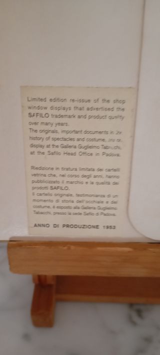 Cartel Safilo años 50. Publicidad vintage