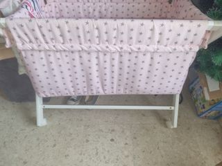 Minicuna bebé rosa estrellas