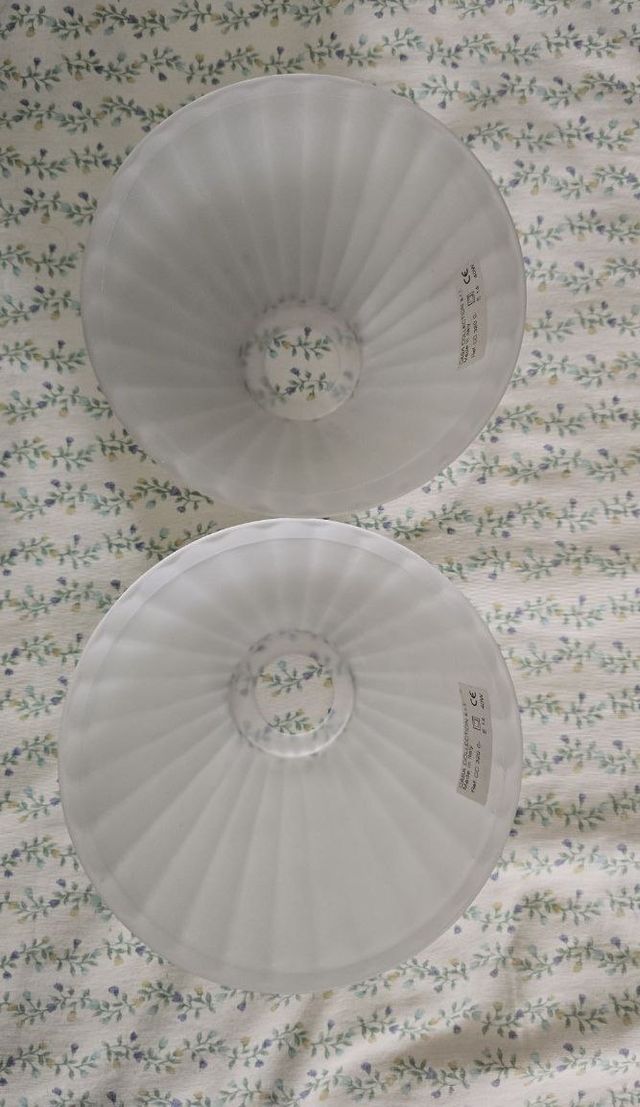 2 Paralumi Vetro Bianco cono opaco con righe