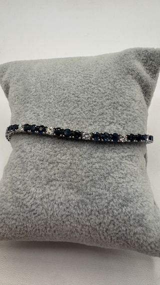 Pulsera de oro 18 kt con diamantes y zafiros