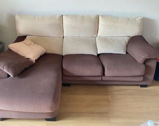 Sofá 3 plazas chaise longue marrón