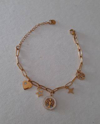 Pulsera dorada acero - colgantes- árbol de la vida