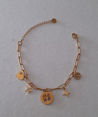 Pulsera dorada acero - colgantes- árbol de la vida