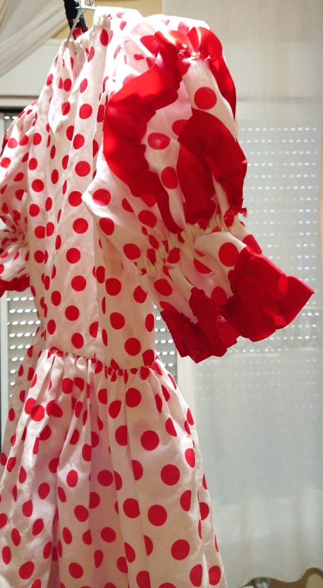 Vestido niña lunares rojo blanco