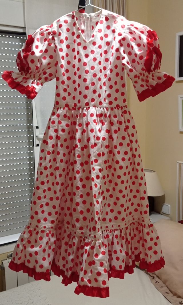 Vestido niña lunares rojo blanco