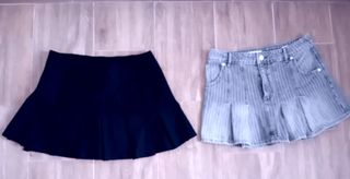 Minifalda plisada Zara - Negra y Gris - M