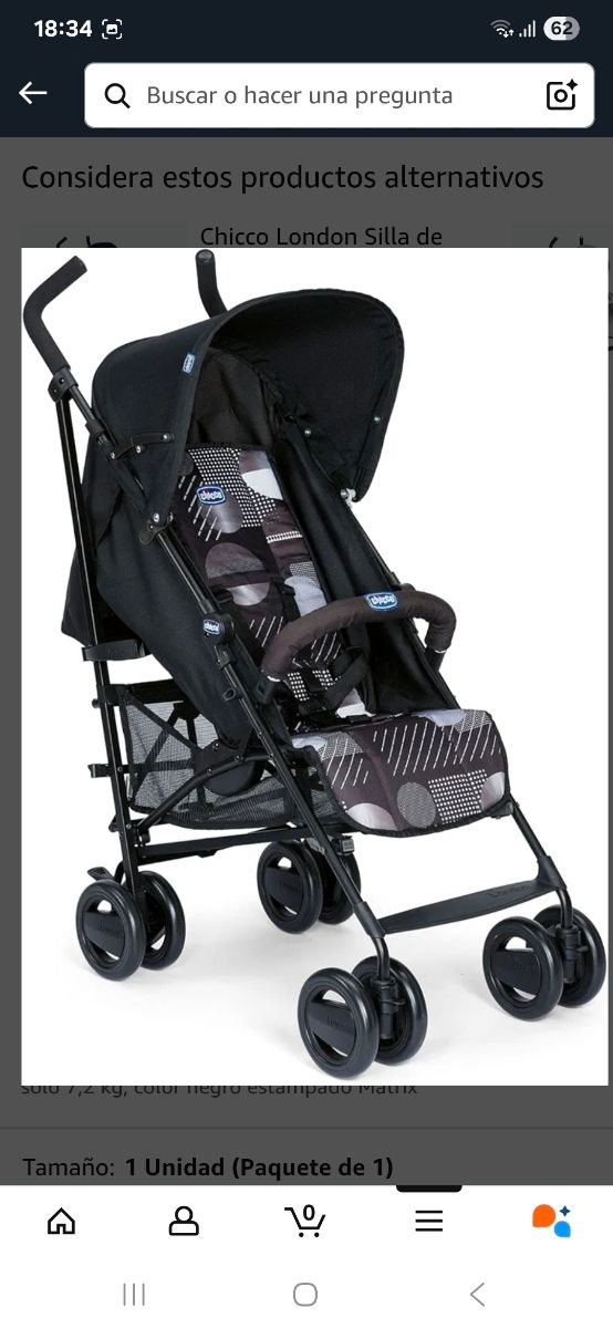 Silla paseo Chicco London Negra