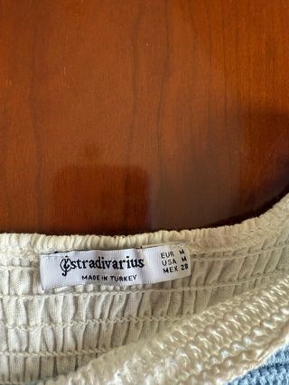 Top Stradivarius crochet rayas azul blanco M