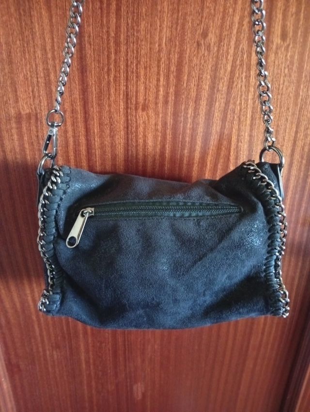 Bolso hombro negro-plata