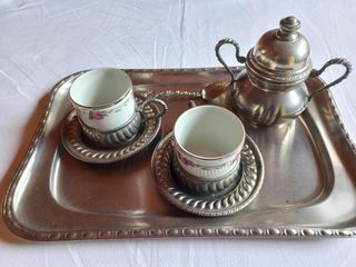 Servizio caffè vintage in metallo