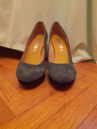 Zapato tacón peptoe verde oscuro