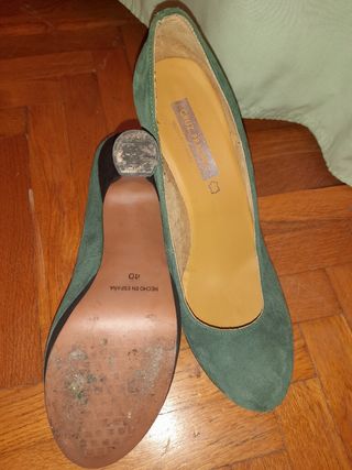 Zapato tacón peptoe verde oscuro