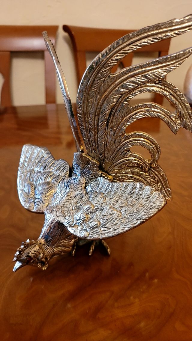 2 Gallos bronce decorativos