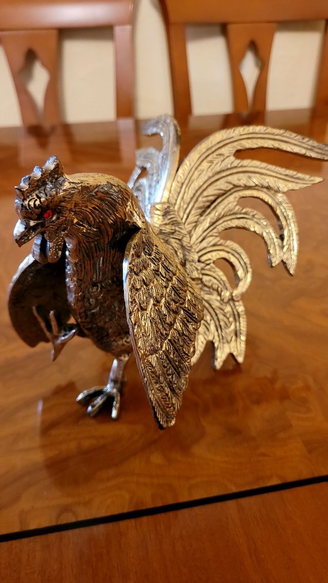 2 Gallos bronce decorativos