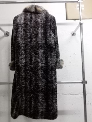 Abrigo piel sintética mujer marrón-gris