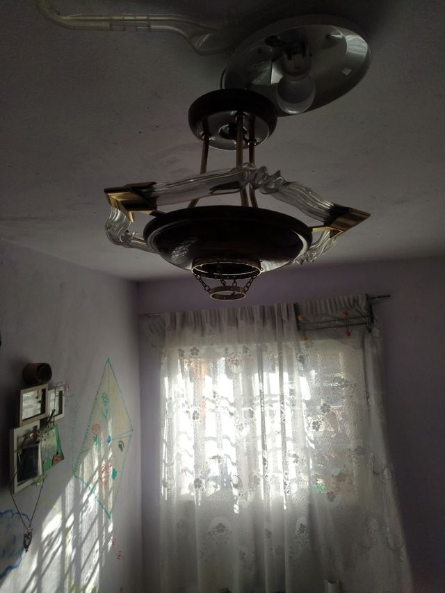Lampara techo vintage metal cristal