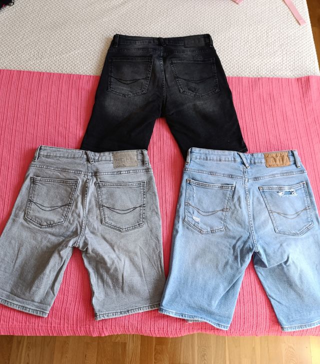 3 Shorts Pull&Bear - Negro, Gris, Azul