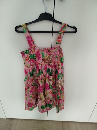 Vestido niña flores rosa. Talla 9 años h