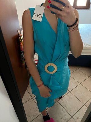 Vestito Zara Turchese Lungo Tg S