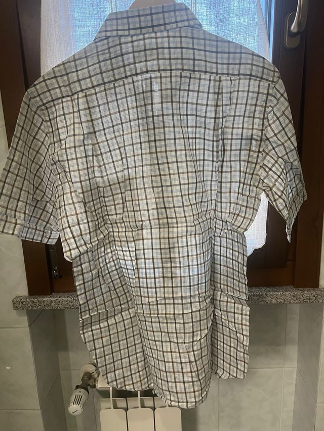 Camicia Ellex a maniche corte blu bianca marrone