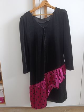 Vestido terciopelo negro y rosa