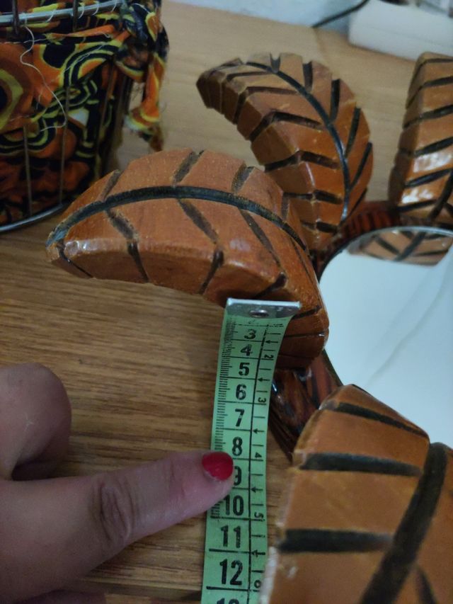 Espejo  madera artesanal + cesto de la misma medid