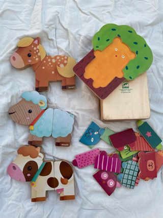 Puzzle madera granja Janod y Arbra Doudou DJECO