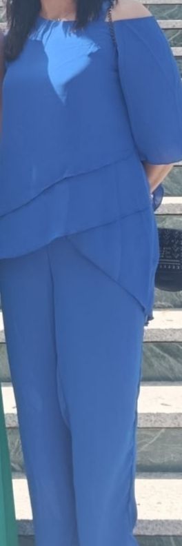 Traje azul fluido gasa - 2 piezas talla M