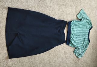 Conjunto saia & top listrado - azul, verde