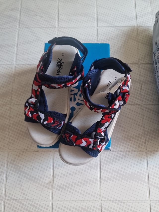 Sandalias Merkal niño - rojas y azules