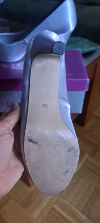 Zapatos tacón plata 38 Fiesta
