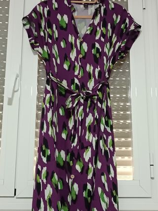 Vestido leopardo morado-verde