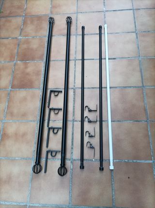Barras Cortina extensibles 2 juegos negros 1 blanc