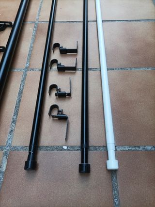 Barras Cortina extensibles 2 juegos negros 1 blanc