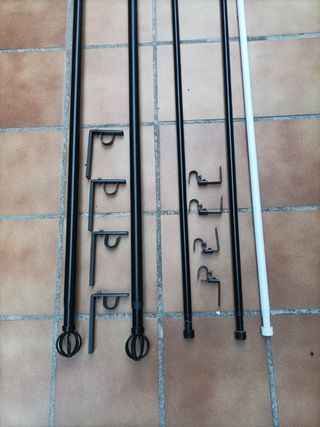 Barras Cortina extensibles 2 juegos negros 1 blanc