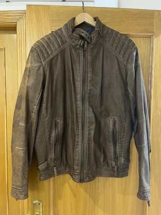 Chaqueta hombre cuero marrón efecto vintage
