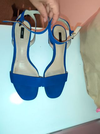 Sandalias tacón azul - Mango