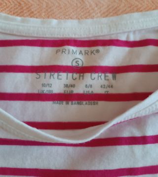 Maglietta Primark a righe rosa bianca Tg S