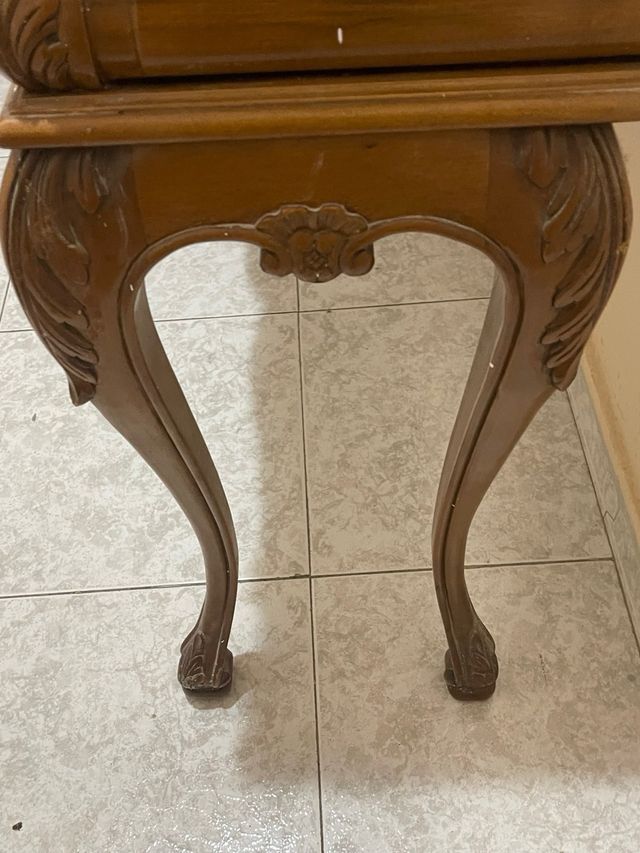 Mesita recibidor Antigua madera mármol